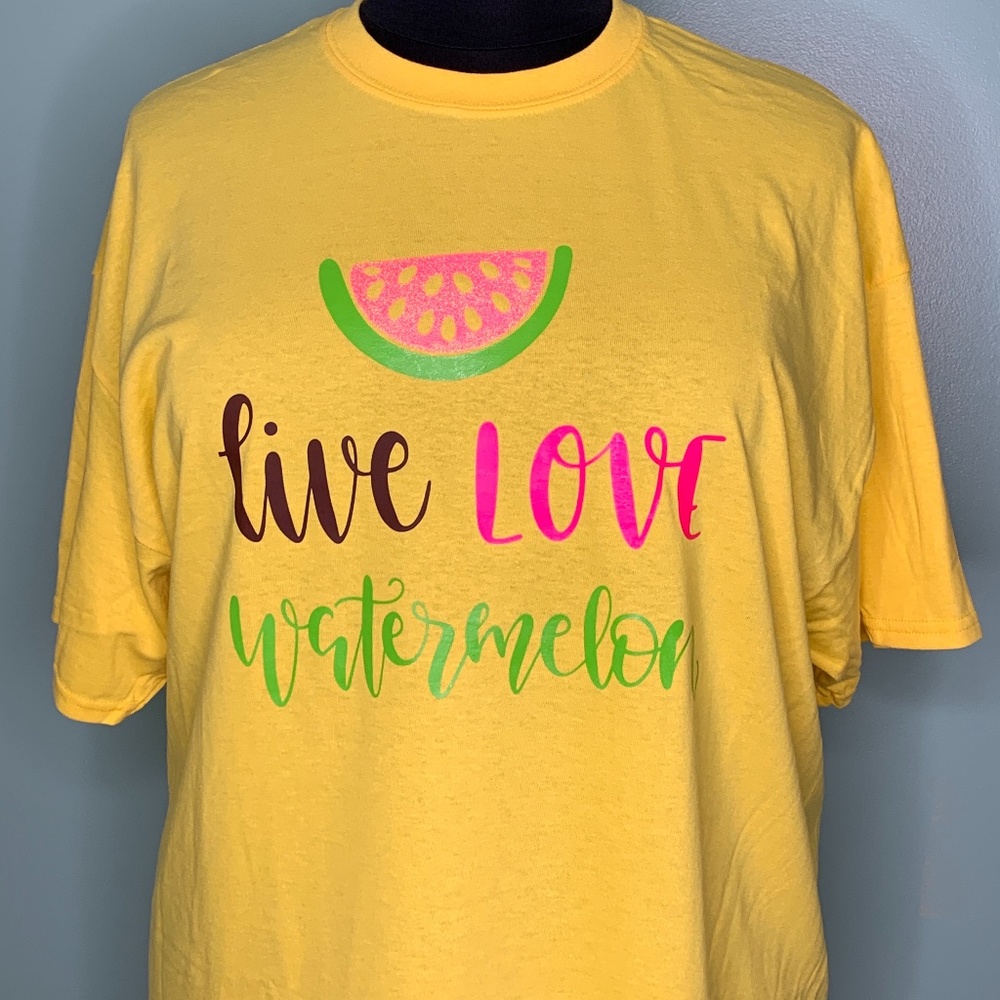 NEW 2XL Gildan Yellow graphic tee shirt